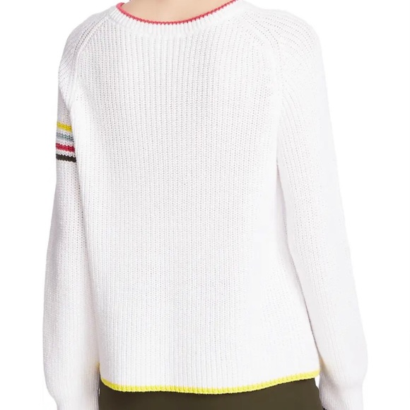 Court & Rowe white sweater with pink crew neck & stripes on sleeve and cuffs - Picture 3 of 7